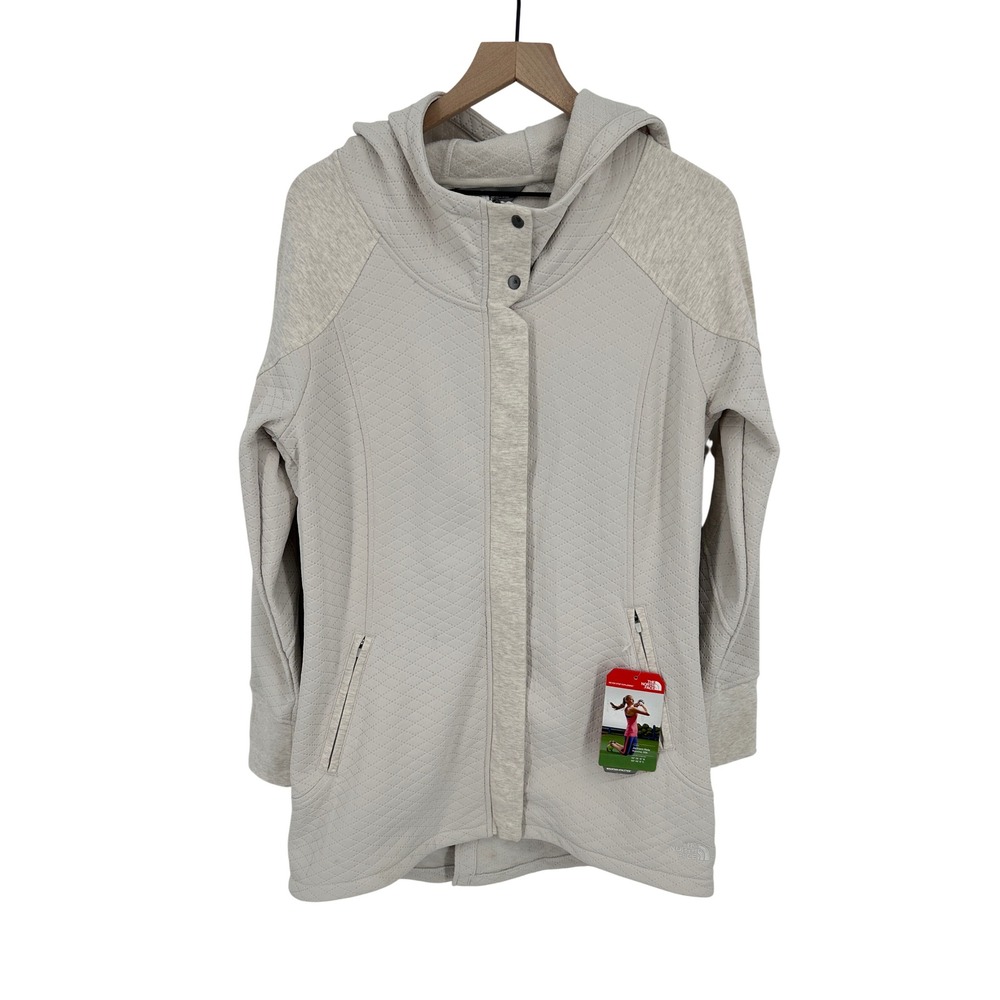 The North Face Jacket Large Beige Recover-Up Quilted Fleece Hooded‎ Zip READ!!